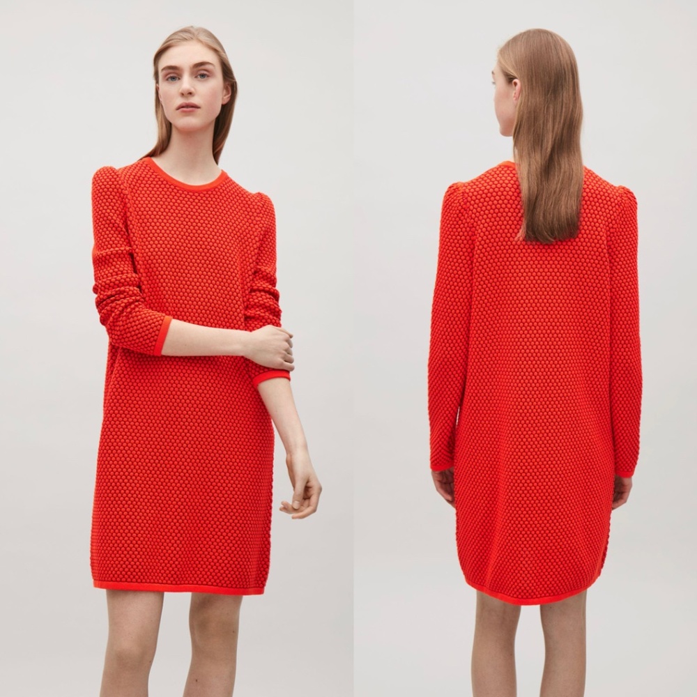 COS Women's Red Raised Knit Dress